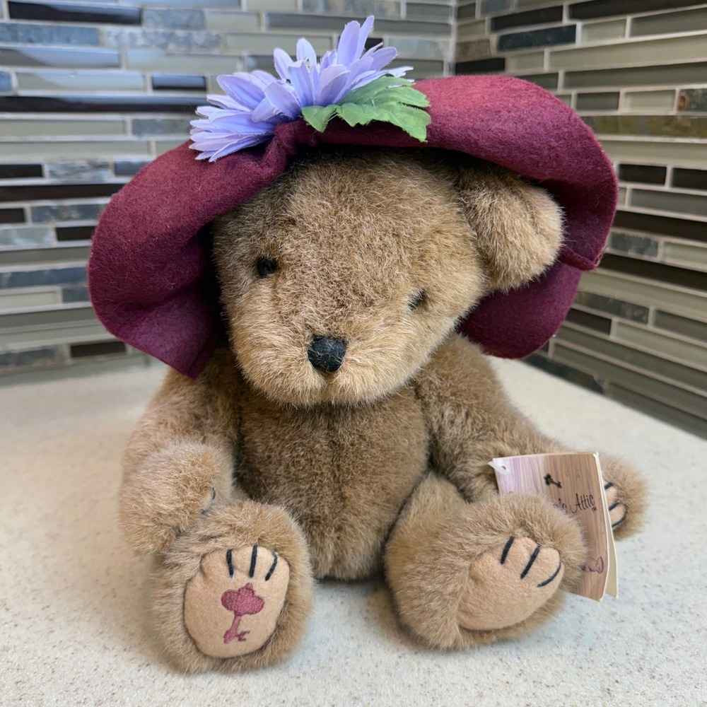 VTG 1995 Ganz Grandma's Attic Coco Teddy Bear Plush Burgundy Hat Daisy w/ Tag